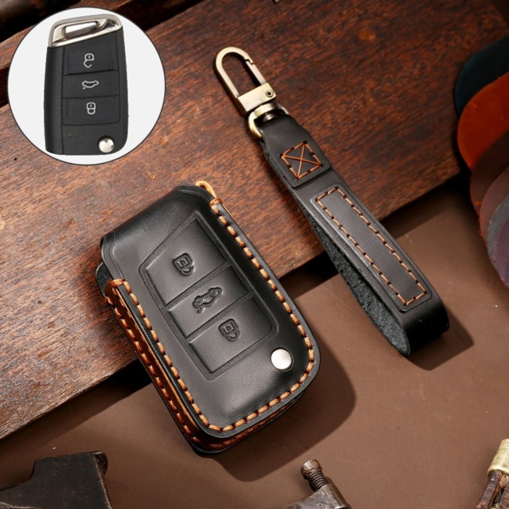 Volkswagen  Leather Key Fob Cover Case Black#744